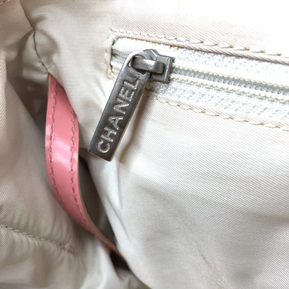 Authentic CHANEL travel line tote bag pink canvas